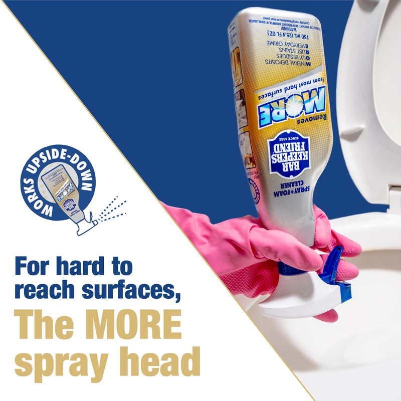 Bar Keepers Friend منظف متعدد الاستخدامات بار كيبيرز فريند MORE بخاخ + رغوة (2 × 25.4 أونصة) ، مزيل للبقع والصدأ للاستخدام في الحمام والمطبخ والخارج على الفولاذ المقاوم للصدأ والألمنيوم والنحاس والبلاط والسيراميك والبورسلين والمزيد - Image 5