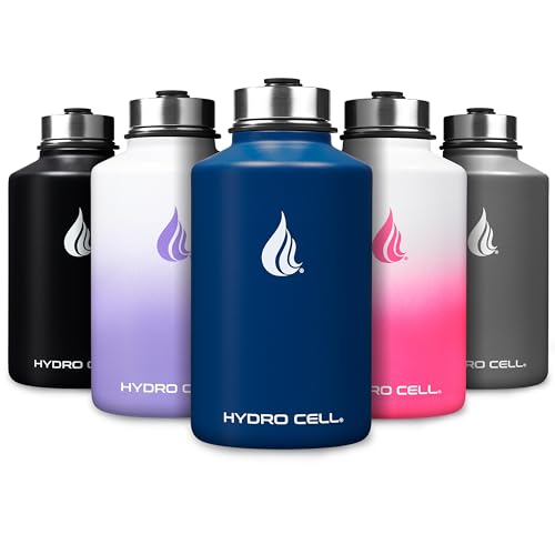 HYDRO CELL Stainless Steel Insulated Water Bottle with Straw - For Cold & Hot Drinks - Metal Vacuum Flask with Screw Cap and Modern Leakproof Sport Thermos for Adults (Navy 64oz) - Image 1