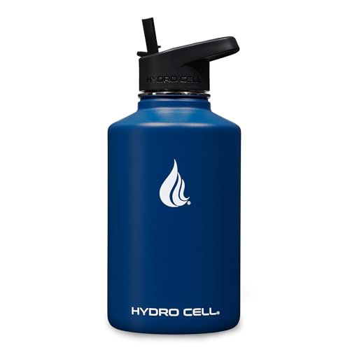 HYDRO CELL Stainless Steel Insulated Water Bottle with Straw - For Cold & Hot Drinks - Metal Vacuum Flask with Screw Cap and Modern Leakproof Sport Thermos for Adults (Navy 64oz) - Image 2