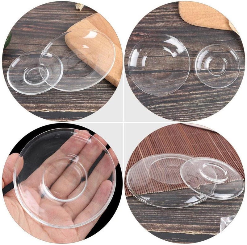 Cabilock Clear Glass Saucer Plates Round Tea Saucers for Coffee and Snacks 4 Pcs Elegant Transparent Dessert Platter for Home Hotel and Tea Rooms - Image 3