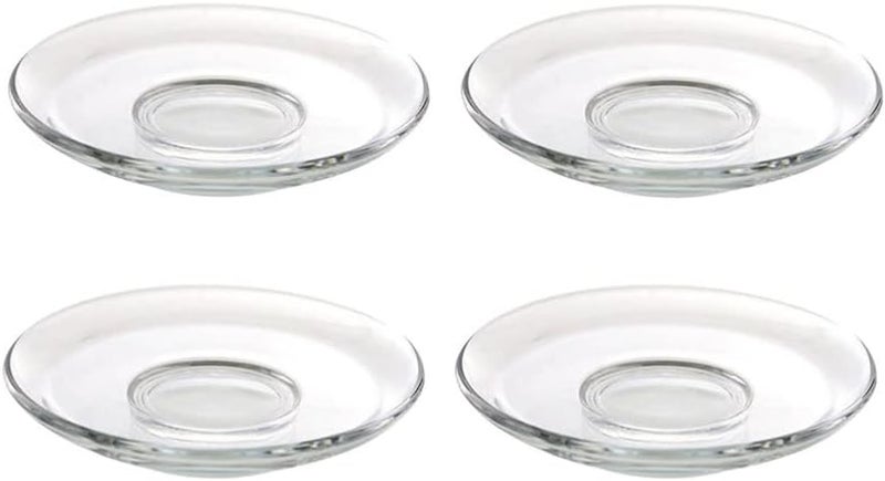Cabilock Clear Glass Saucer Plates Round Tea Saucers for Coffee and Snacks 4 Pcs Elegant Transparent Dessert Platter for Home Hotel and Tea Rooms - Image 1