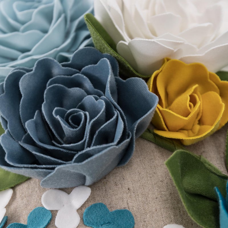 KINGROSE 3D Floral Throw Pillow Cover Decorative Pillowcase Handmade Cushion Covers for Living Room Bed Sofa Couch Spring Summer 12 x 20 Inches Blue - Image 4