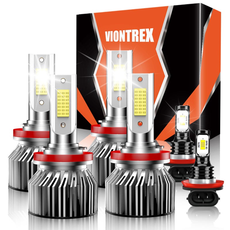 VIONTREX Driving Light Fit for Jeep Grand Cherokee 2018 2019 2020 2021 High Low Beam Fog Light Bulbs Combo Pack Plug and Play,6500K White Car Lamp Bulb Kit,IP68 Pack of 6 - Image 1