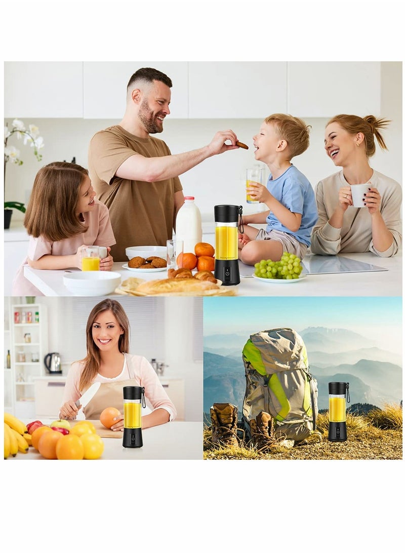 SYOSI - Portable Blender, Travel Blender, Mini Blender, Personal Mixer Fruit Rechargeable with USB, 380ml, Fruit Juice for Great Mixing (Black) - Image 1