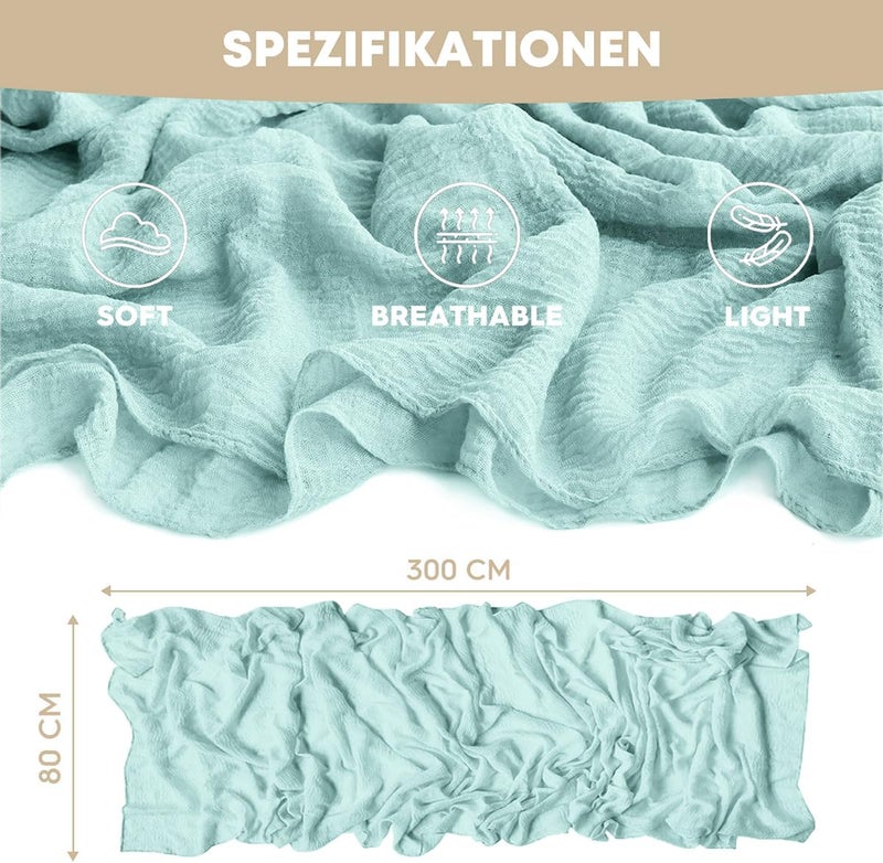 Artoid Mode Boho Mint Gauze Wedding Cheesecloth Table Runner, 30x120 Inch Seasonal Fabric Kitchen Dining Holiday Table Decor for Home Party - Image 5