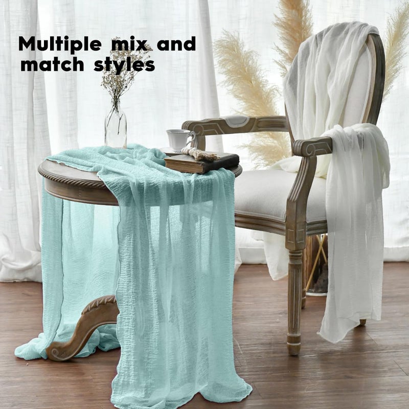 Artoid Mode Boho Mint Gauze Wedding Cheesecloth Table Runner, 30x120 Inch Seasonal Fabric Kitchen Dining Holiday Table Decor for Home Party - Image 4