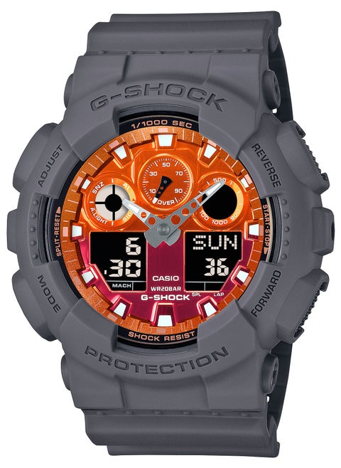 Analog Digital Grey Resin Band Men's Watch GA-100FL-8A--55 × 51.2 × 16.9 mm
