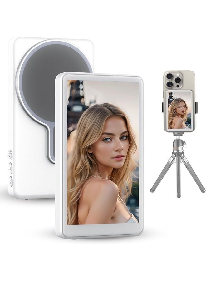 Phone Vlog Selfie Monitor Screen, Magnetic Phone Holder Clip Mount,4.02 inch HD Screen Rear Camera Monitor Using Phone Rear Camera for Selfie Vlog Live Stream TikTok, Compatible with iPhone - Image 1