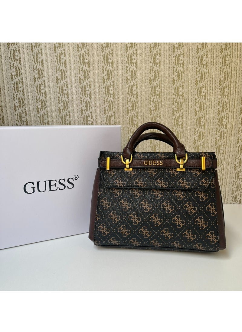 GUESS - GUESS Ladies Fashion Handbag All-in-one Printed Shoulder Bag Crossbody Bag Brown - Image 1