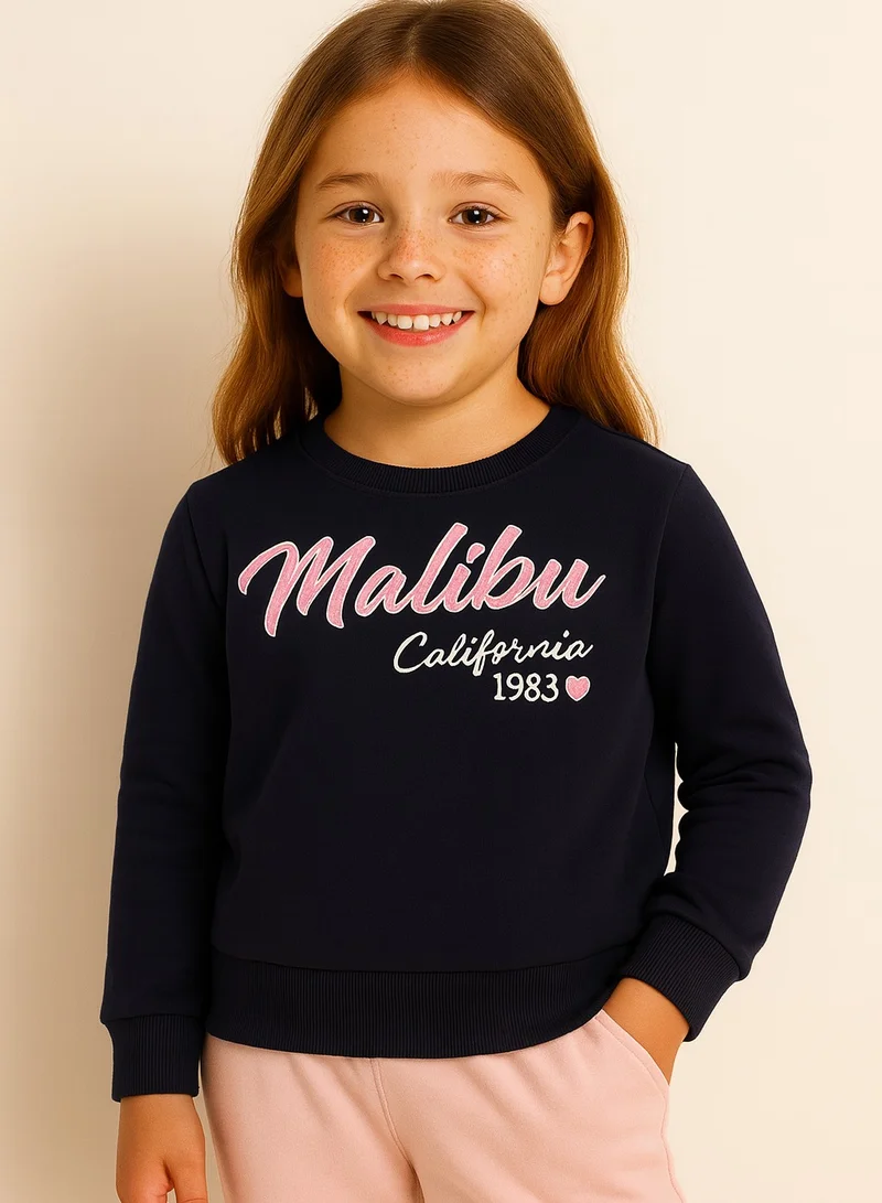victor and jane Girls’ – “Malibu California 1983” Slogan Sweatshirt | 100% Cotton,