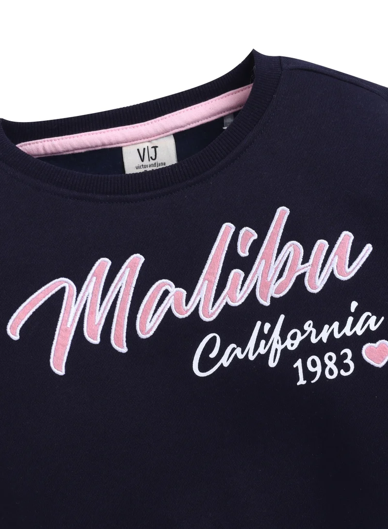 victor and jane Girls’ – “Malibu California 1983” Slogan Sweatshirt | 100% Cotton,