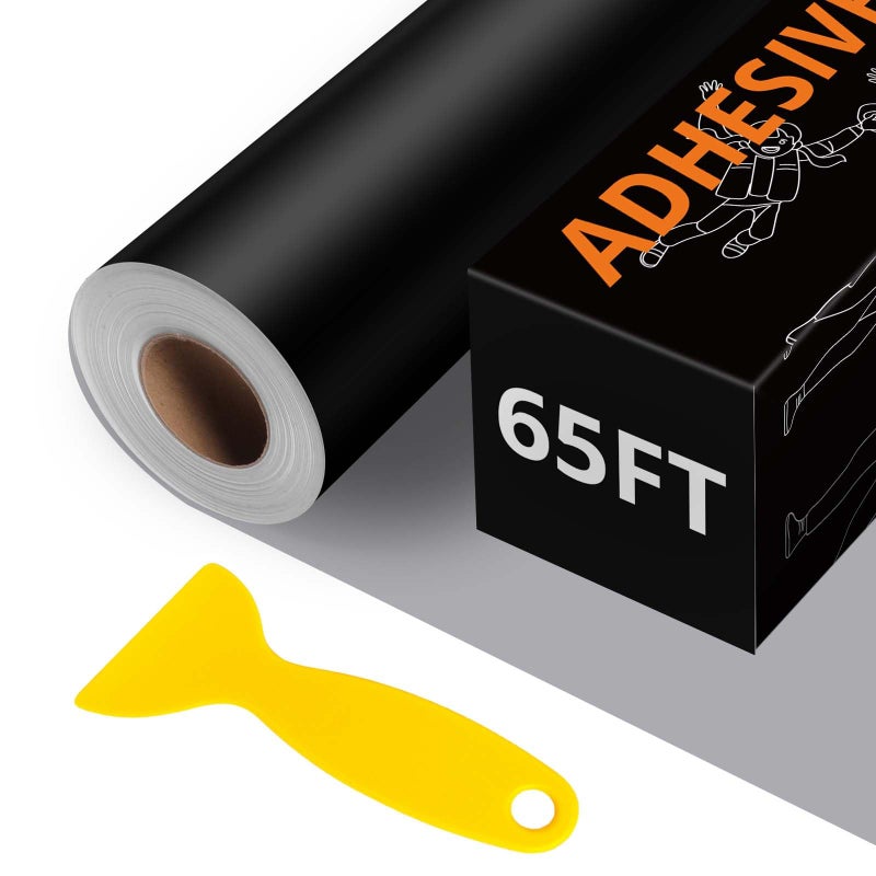 Htvront Black Permanent Vinyl - 12"" X65Ft Matte Black Permanent Adhesive Vinyl Roll Compatible With Cricut Cutting Machine  Silhouette Cameo & Other Cutters  Party & Home Decoration  Sticker - Image 1