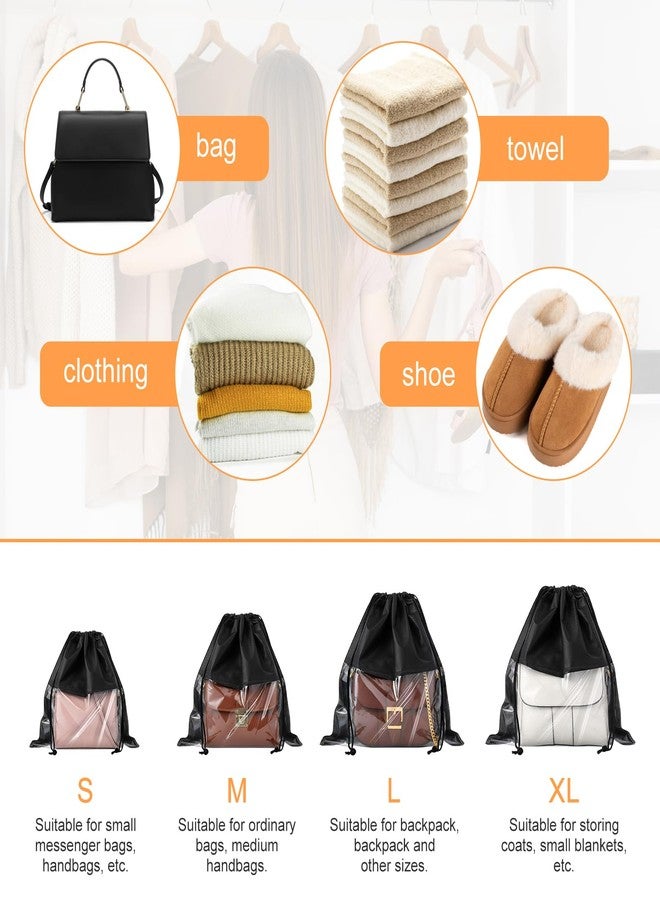 Tobeelec 12 Pcs Dustproof Drawstring Bags Purse Dust Storage Bags for Handbags Covers Non Woven Fabric Cloth Pouch String Packing Organizer Shoe Pouch (Assorted Sizes, Black) - Image 4