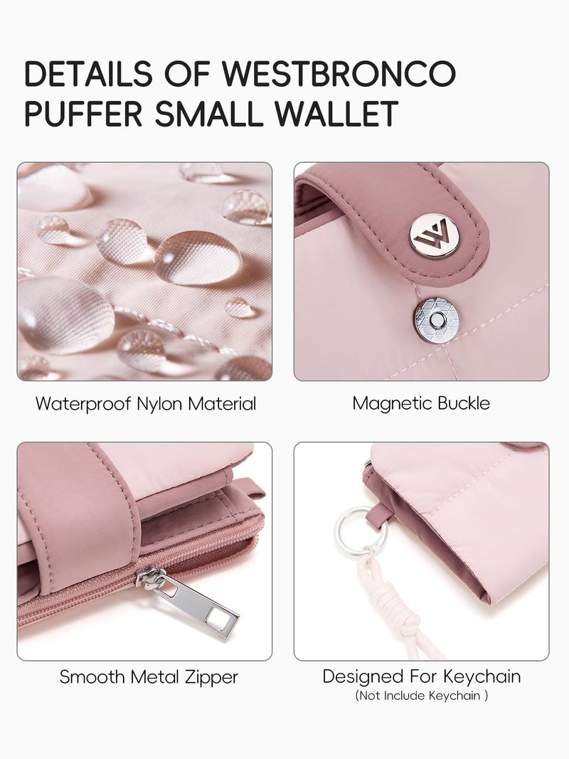 WESTBRONCO Puffer Small Wallet for Women RFID Blocking Card Holder Wallets, Womens Bifold Wallet with Zipper Coin Pocket & ID Window - Image 3