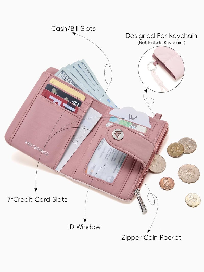 WESTBRONCO Puffer Small Wallet for Women RFID Blocking Card Holder Wallets, Womens Bifold Wallet with Zipper Coin Pocket & ID Window - Image 4