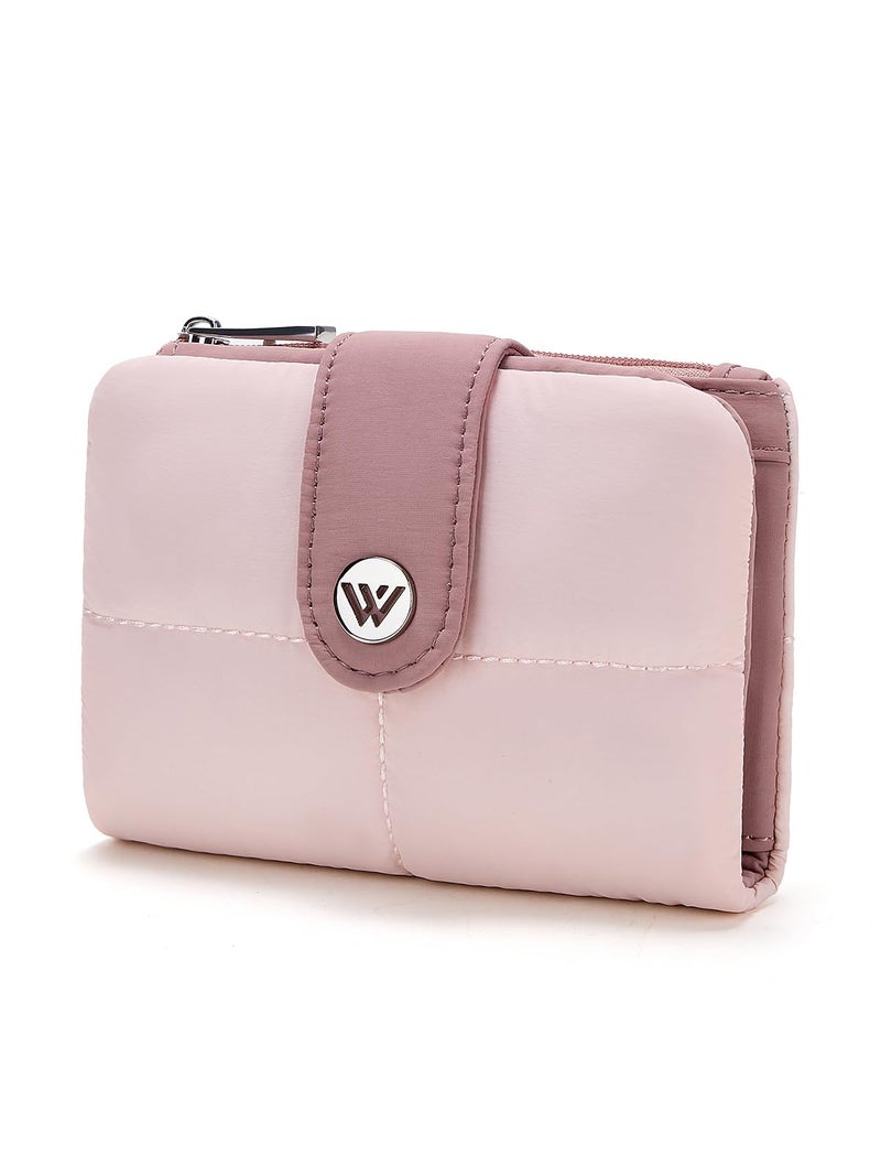 WESTBRONCO Puffer Small Wallet for Women RFID Blocking Card Holder Wallets, Womens Bifold Wallet with Zipper Coin Pocket & ID Window - Image 1