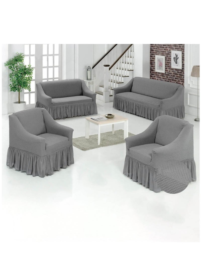 4-Piece Turkiye Sofa Cover Set of 7-Seater Super Stretchable Anti-Wrinkle Slip Resistant Furniture Protector