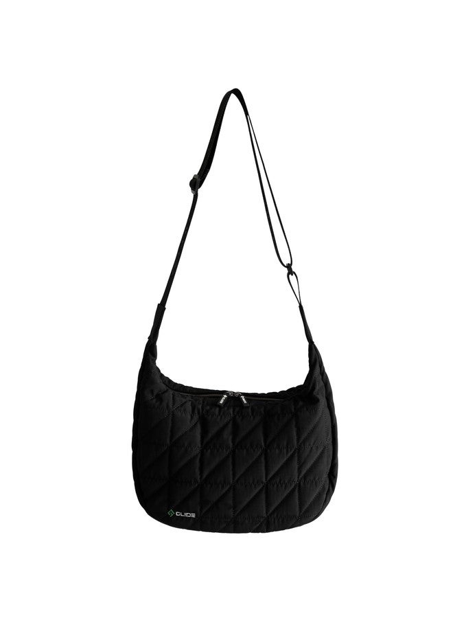 GLIDE Cross Body Crescent Bag for Women, Men, Unisex. Water Resistant Nylon Everyday Use Shoulder bag. (Black) - Image 4