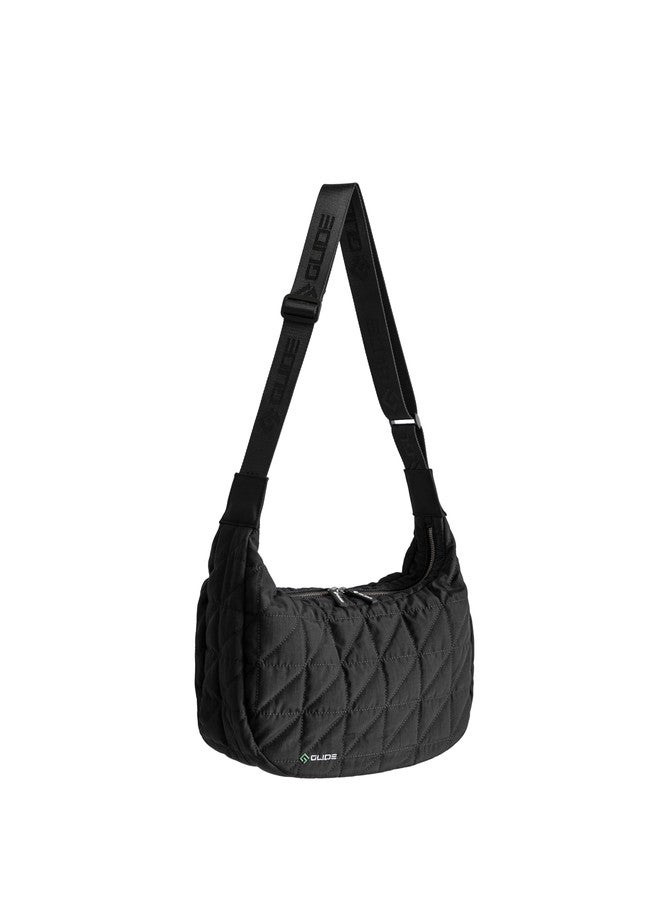 GLIDE Cross Body Crescent Bag for Women, Men, Unisex. Water Resistant Nylon Everyday Use Shoulder bag. (Black) - Image 1