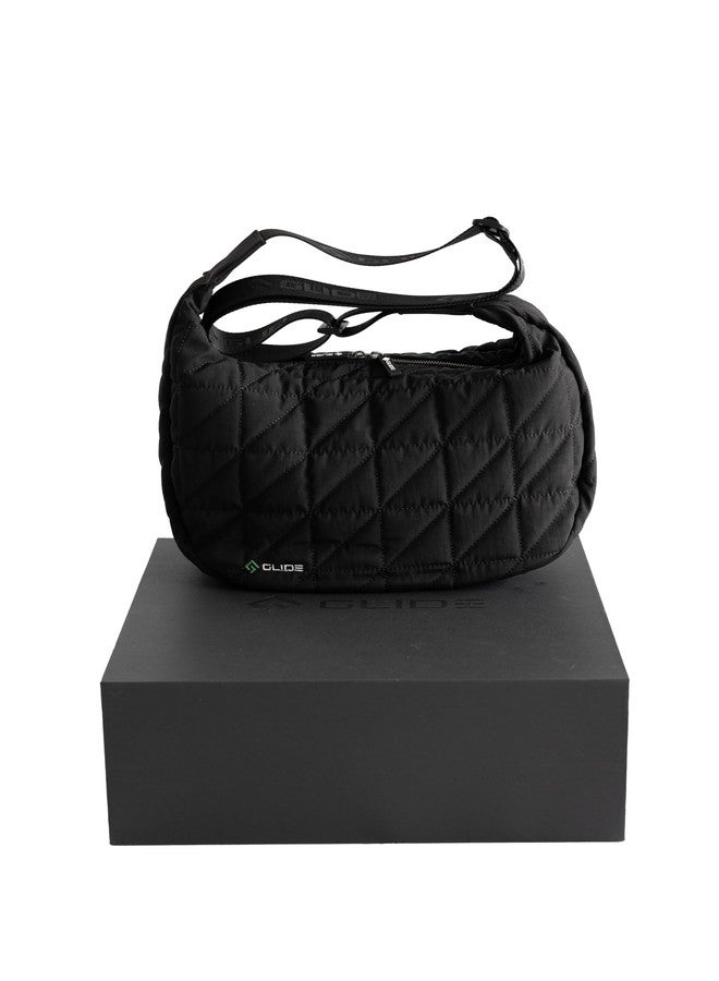 GLIDE Cross Body Crescent Bag for Women, Men, Unisex. Water Resistant Nylon Everyday Use Shoulder bag. (Black) - Image 5