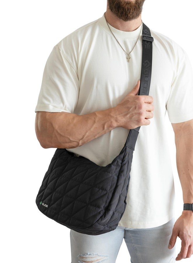 GLIDE Cross Body Crescent Bag for Women, Men, Unisex. Water Resistant Nylon Everyday Use Shoulder bag. (Black) - Image 3