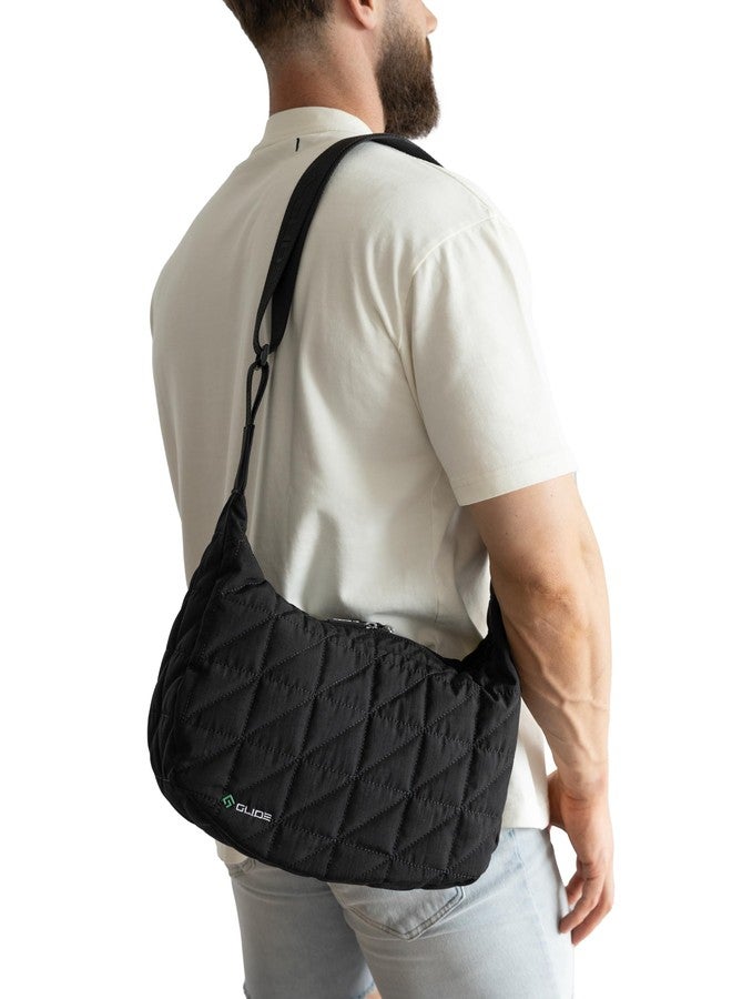 GLIDE Cross Body Crescent Bag for Women, Men, Unisex. Water Resistant Nylon Everyday Use Shoulder bag. (Black) - Image 2