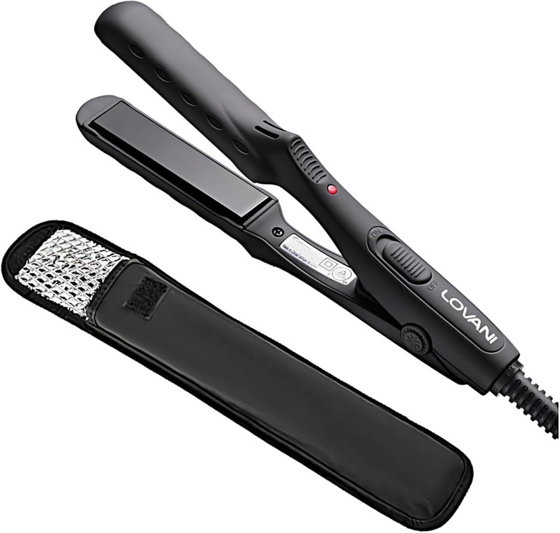 LOVANI Mini Flat Iron Tourmaline Ceramic Small Hair Straightener Dual Voltage Travel Hair Iron for Worldwide Use Portable Mini Straightener with Insulated Bag