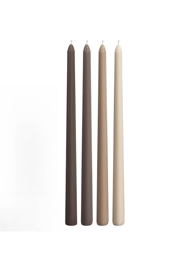Taper Candles 10 Inch Brown Set of 12 Unscented, Dripless, Smokeless Long Tall Tapered Candlesticks Wedding Home Decor Dinner Natural Color Series  - Image 1