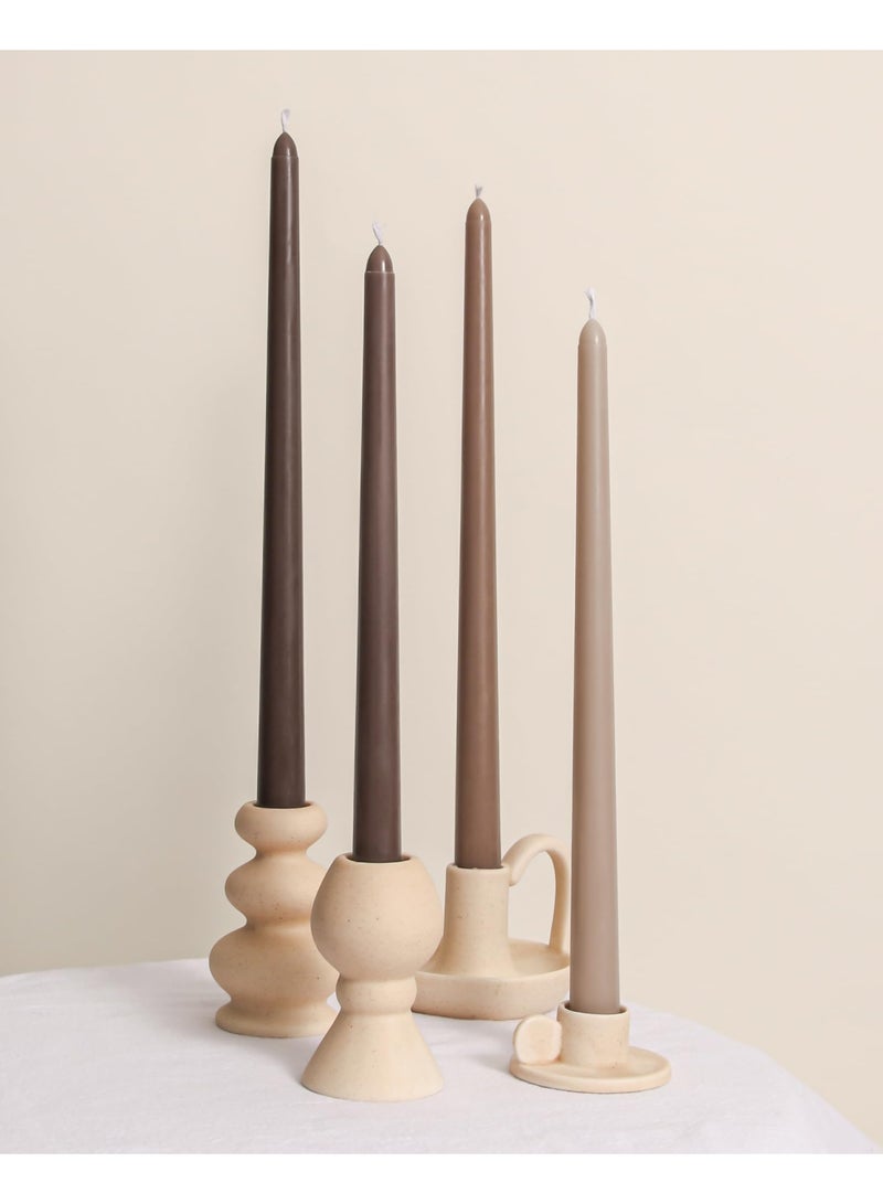 Taper Candles 10 Inch Brown Set of 12 Unscented, Dripless, Smokeless Long Tall Tapered Candlesticks Wedding Home Decor Dinner Natural Color Series  - Image 3