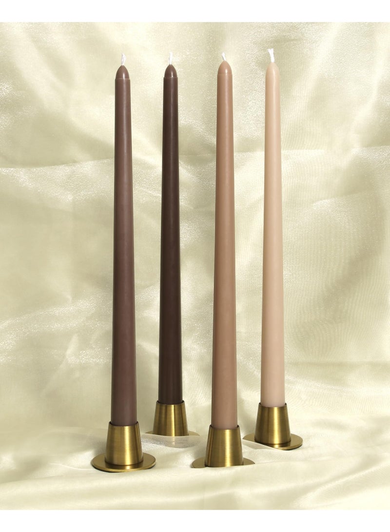 Taper Candles 10 Inch Brown Set of 12 Unscented, Dripless, Smokeless Long Tall Tapered Candlesticks Wedding Home Decor Dinner Natural Color Series  - Image 5