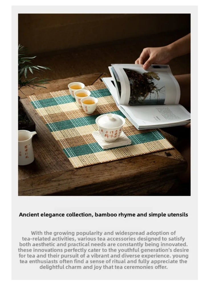 4pcs Nordic style bamboo placemats, insulation mats, tea mats, decorative mats - Image 2