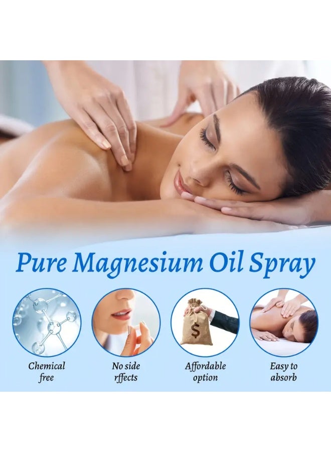 2 Pack Pure Body Massage oil Spray – Organic Natural Topical Magnesium oil for Nighttime Comfort Sleep Spray – Non-Greasy for Feet, Hands and Body ,Nourishes Skin, Unclogs Pores (60ml+60ml) - Image 4