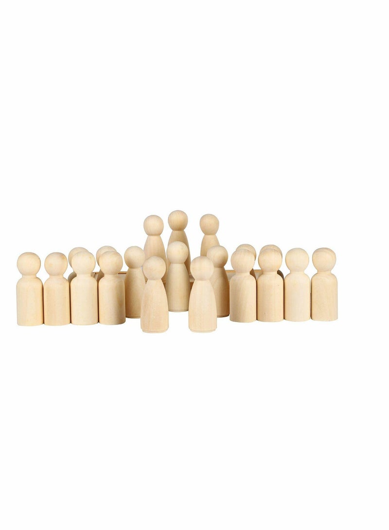 Wooden Peg Dolls 20Pcs 65mm Wooden People for Kids Painting, Craft Art Projects, Family DIY Crafts Wedding Party Decor - Image 1
