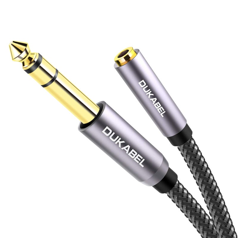 DUKABEL TopSeries Long 1/4'' Male to 1/8'' Female Adapter Cable (16ft/5M) 6.35mm to 3.5mm Phone Audio Connector Quarter Inch Adapter for Mixer Guitar Piano Amplifier Speaker and More - Image 1