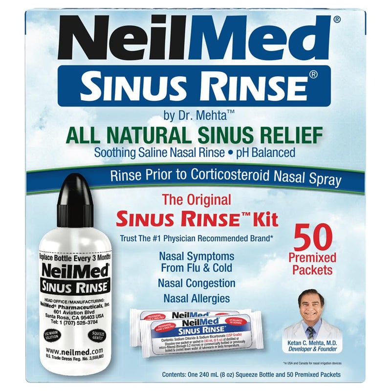 NeilMed Sinus Rinse A Complete Sinus Nasal Rinse Kit 50 count Pack of 1 Count may vary - Image 1