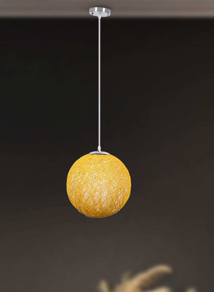 الروضة للإضاءة معلقة ديكورتيف 1 لمبة | حديث ديكور LED E27 معلقة مصباح سقف اضاءة داخلية مصباح معلق دلاية سقف مودرن | مناسبة لأي غرفة | | اللون: أصفر | المقاس: 70x30 سم - Image 2