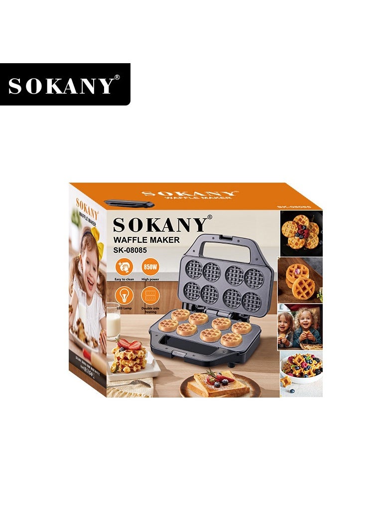 sokany - Electric Waffle Maker, Snacks Maker, 8 Waffles Non-Stick 850 Watts SK-08085 Black - Image 1
