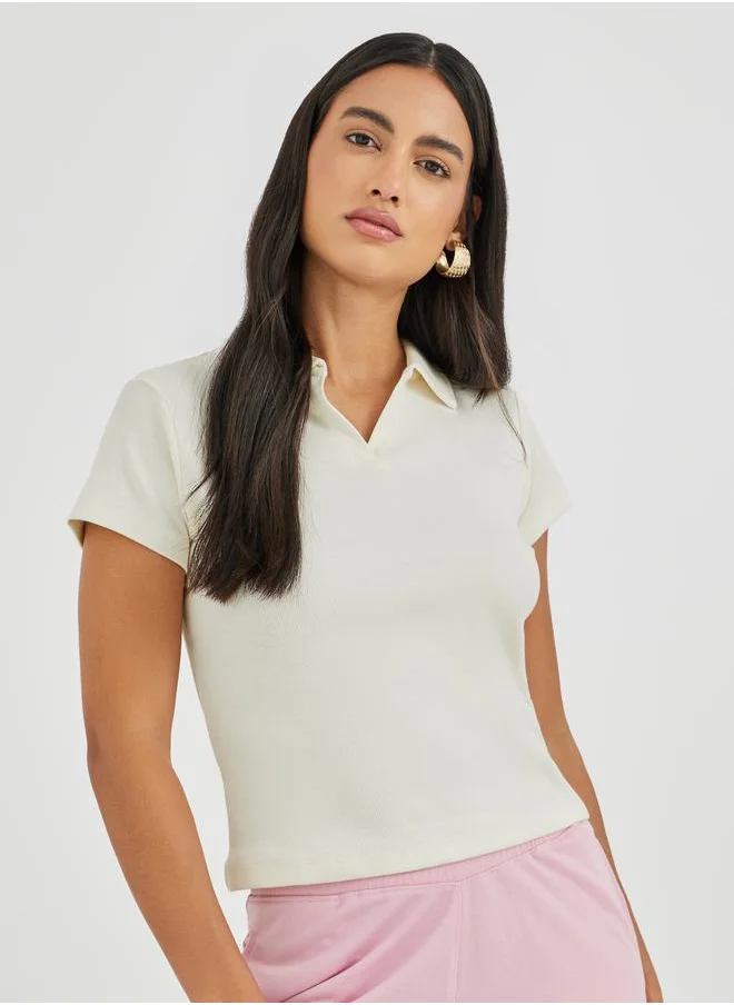 ستايلي Styli Plain Short Sleeve Regular Fit Polo T-Shirt