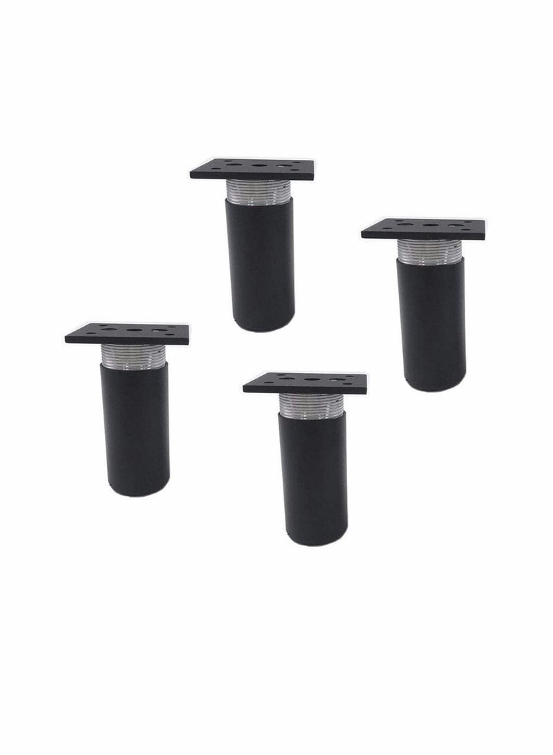 4-Pack Aluminum Alloy Furniture Cabinet Adjustable Feet Metal Round Sofa Bed Foot Legs Support with Screws, 3-Inch Height 1.5-Inch Diameter, Black - Image 3