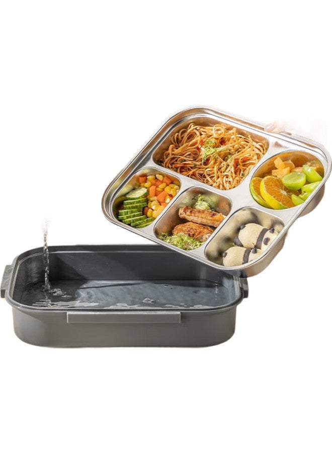 GRASEY Guangyi 316L Stainless Steel Insulated Lunch Box For Students And Office Workers Portable Meal Tray With 5 Compartments And Utensils Black Gy7493 - Image 2