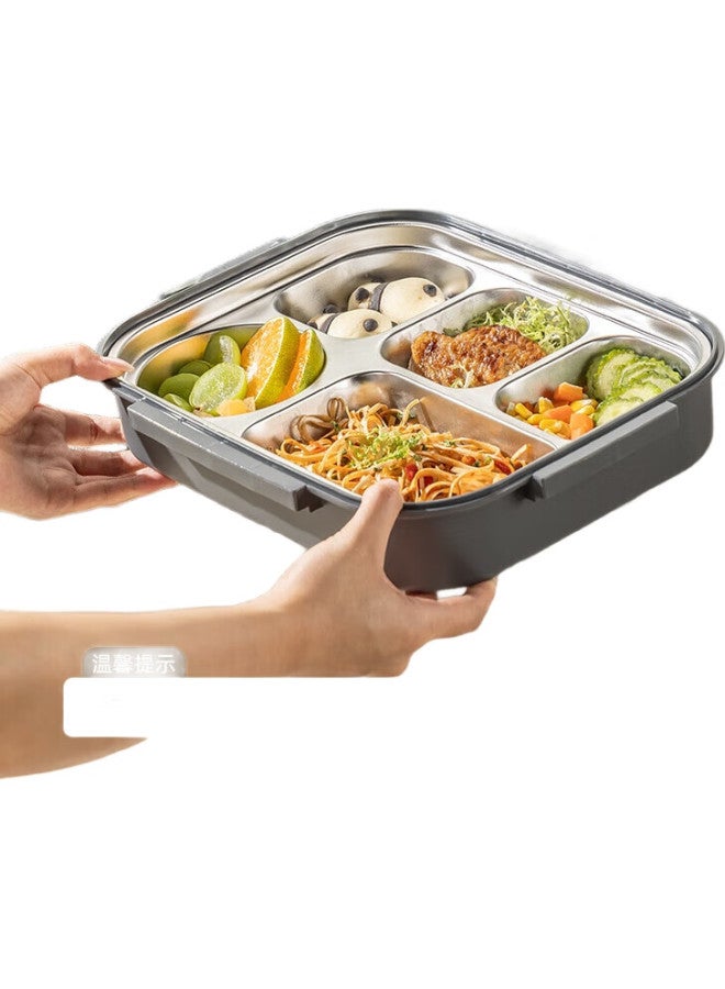 GRASEY Guangyi 316L Stainless Steel Insulated Lunch Box For Students And Office Workers Portable Meal Tray With 5 Compartments And Utensils Black Gy7493 - Image 1
