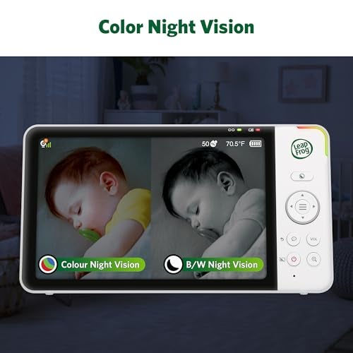 LeapFrog LF920HD Video Baby Monitor with 7" HD Screen - 720p Color Night Vision, 360° Pan Tilt 8X Zoom, Temperature & Humidity Sensor, Lullabies, 1000ft Range - No WiFi Needed - Image 4