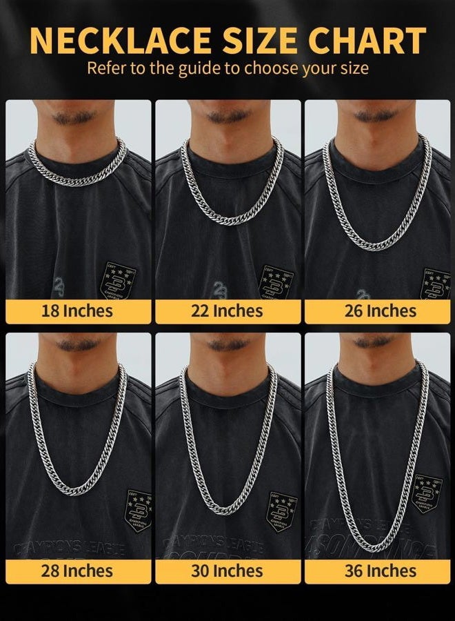U7 Men Cuban Link Chain Necklace, Stainless Steel Franco Curb Choker, Silver/Black/14K Gold Plated Necklaces for Male Women, 6/9/12mm Width, 18-30 Inches Length Hip Hop Jewelry, 22 Inches, Stainless - Image 5