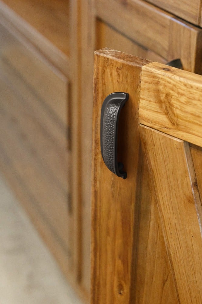 Goo-Ki 6 Pack Matt Black Hammered Texture Cabinet Cup Pulls with Curved Edges Elegant Vintage Drawer Bin Handle for Kitchen  - Image 1