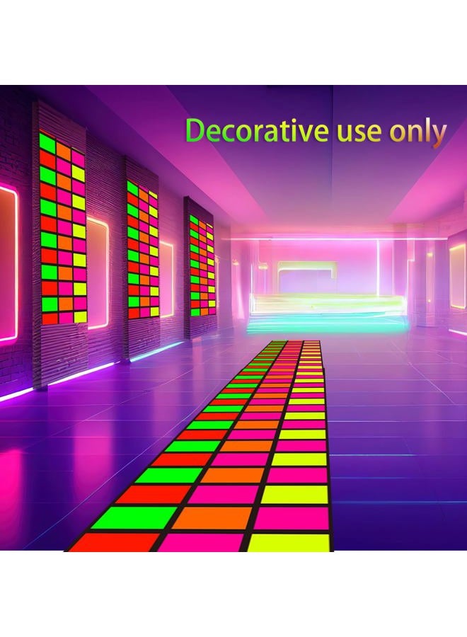 Haull 118 x 39 Inch Neon Light up Dance Floor Glow in The Dark Runner Rug UV Reactive Blacklight Rug Fabric Fluorescent Aisle Runners for 80s 90s Neon Birthday Party Decorations(Rectangle) - Image 5