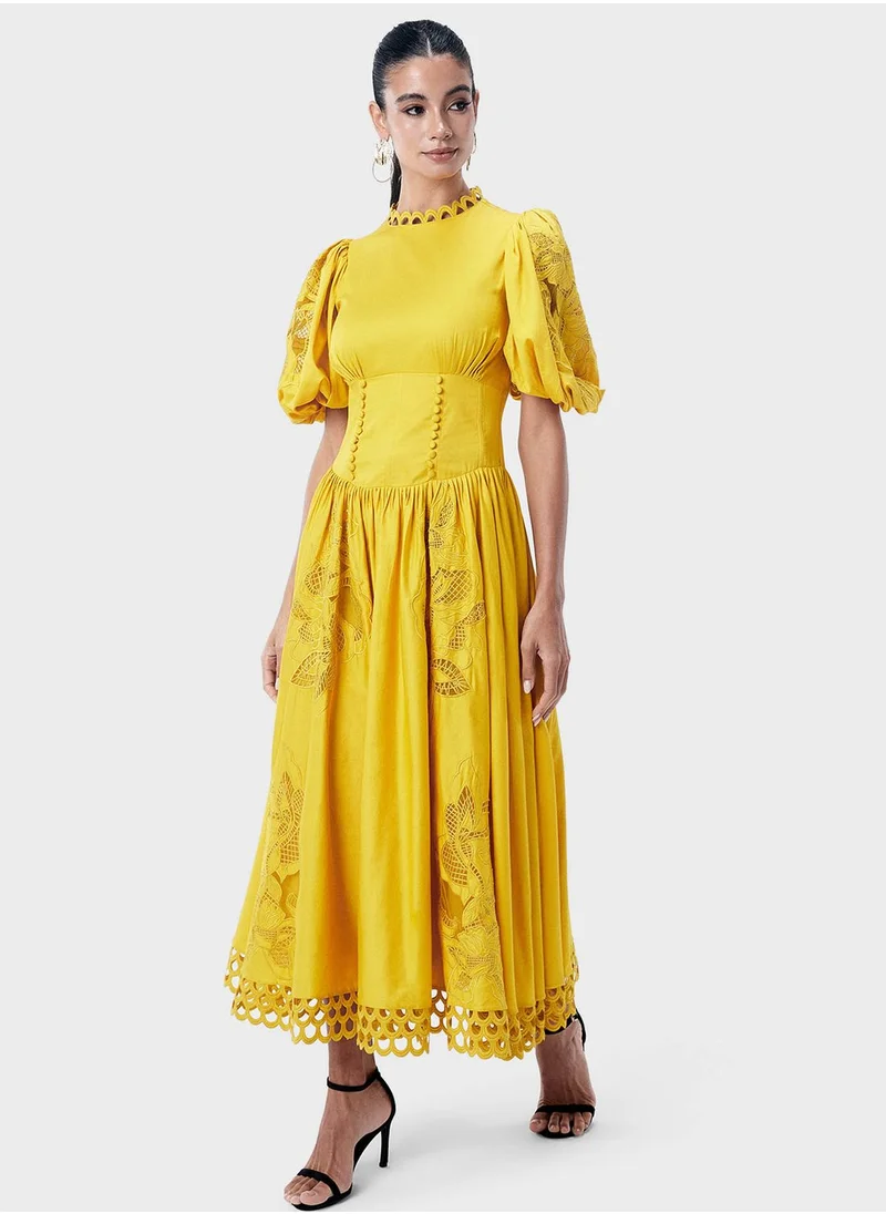 Threadz by Ajooni Corset Waist Patchwork Dress