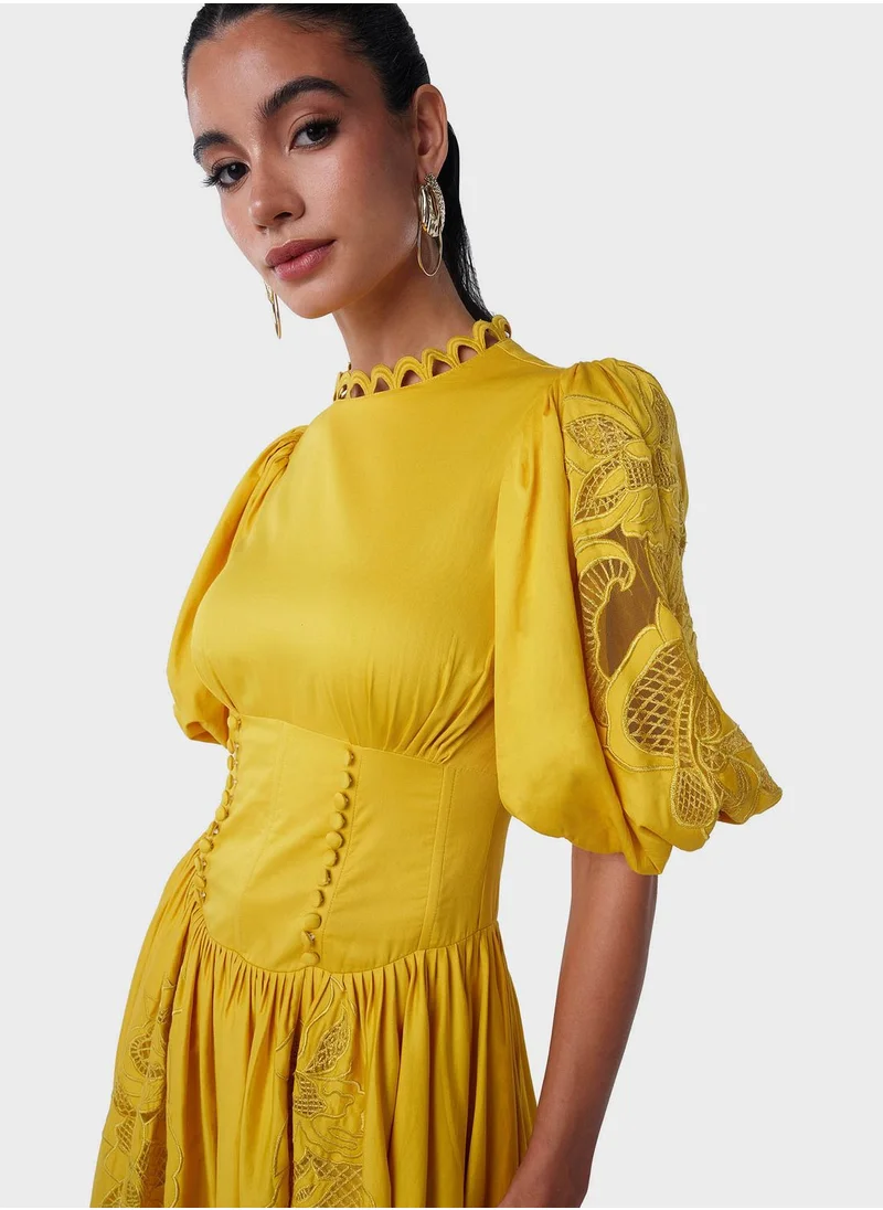 Threadz by Ajooni Corset Waist Patchwork Dress