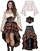 Verceco Pirate Costume Women Outfit with Renaissance Pirate Shirt Skirt Corset Waist Belt Womens Halloween Pirate Costumes BeigeBrown L - Image 3