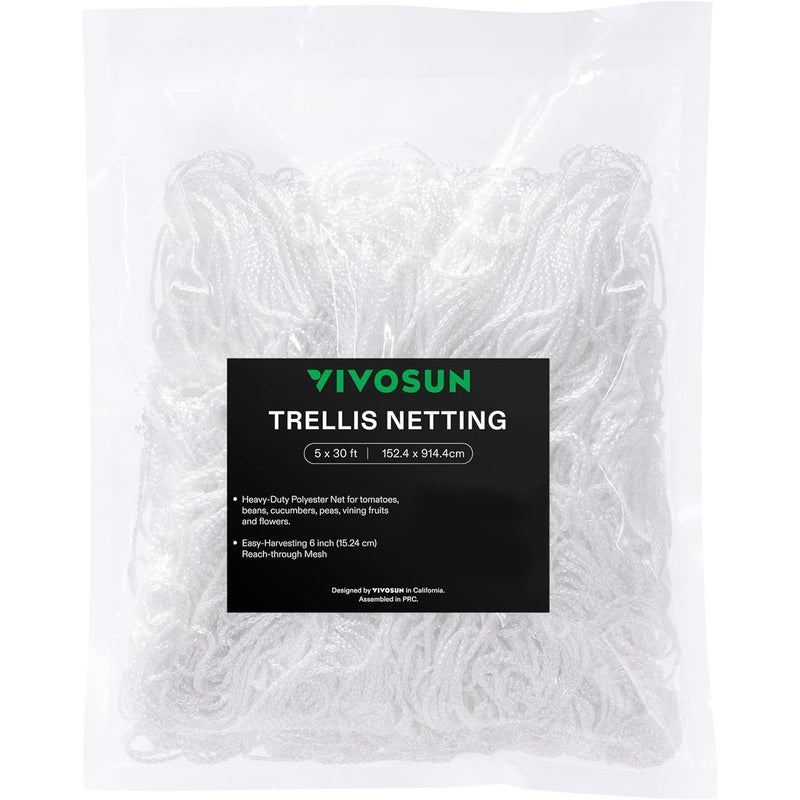 VIVOSUN VIVOSUN 5 x 30 ft. Plant Trellis Netting, Heavy-Duty Polyester Grow Net for Garden with Square Mesh for Climbing Plants, Vegetables, Fruits, and Flowers, 1-Pack  - Image 1