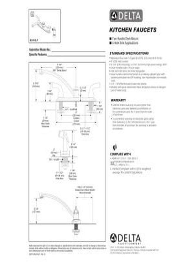 DELTA FAUCET B2410LF Kitchen Sink Faucet, 9.25 x 10.63 x 9.25 inches, Chrome - Image 3